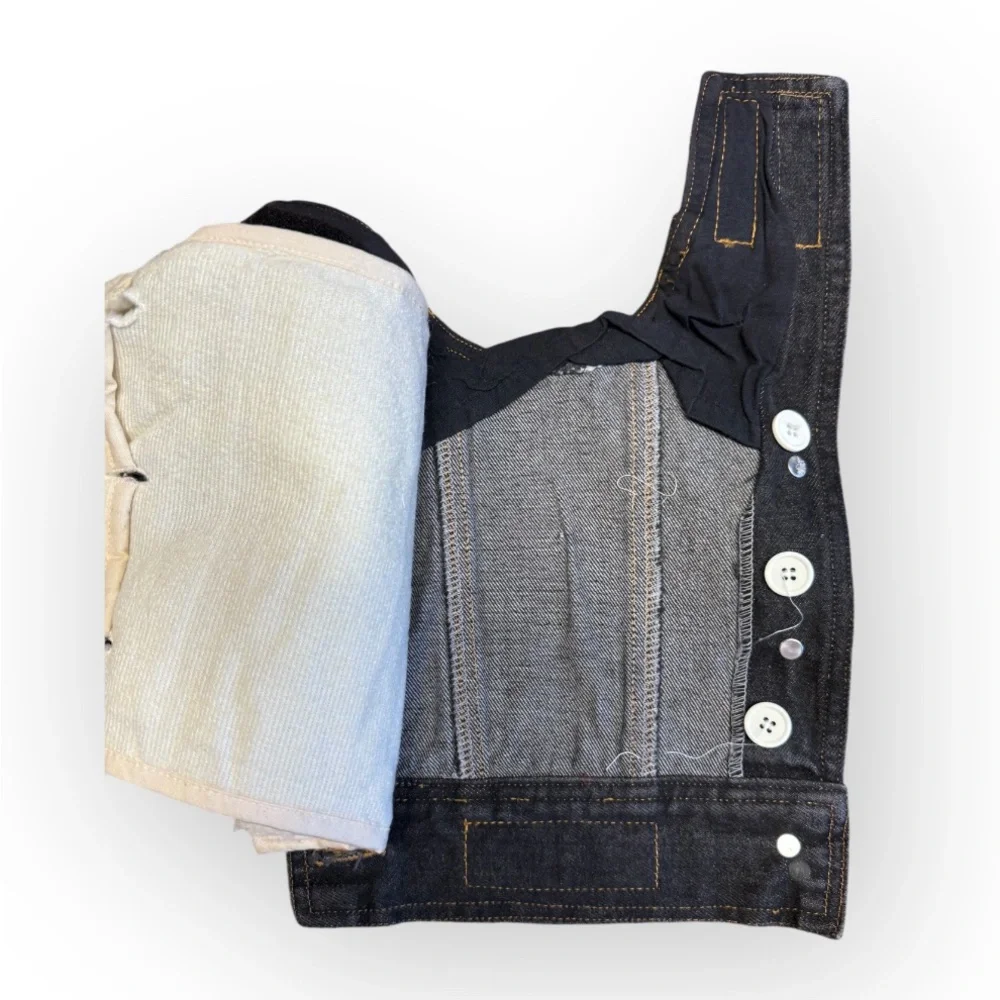 NWOT Doggie Duds Classic Removable Sherpa Lined Denim Vest SZ M
